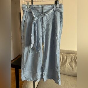 Striped wide leg cropped pants